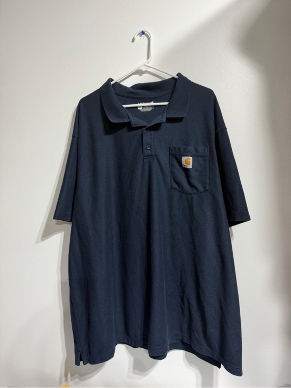 Carhartt Navy Blue Loose Fit Polo Shirt - Size 4XL